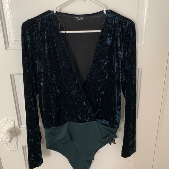 Zara Tops - Zara Green Velvet Body Suit